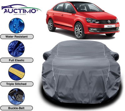 AUCTIMO Car Cover For Volkswagen Vento (With Mirror Pockets)(Grey)