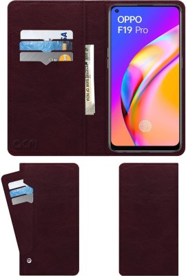 ACM Wallet Case Cover for Oppo F19 Pro(Maroon, Cases with Holder, Pack of: 1)