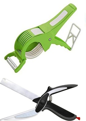 UNIBRITE Smart Stainless Steel Clever Cutter with Veg Cutter Combo for Fruit and Vegetable Slice (Combo) Vegetable & Fruit Chopper(1 Vegetable & 1 Clever Cutter Combo)