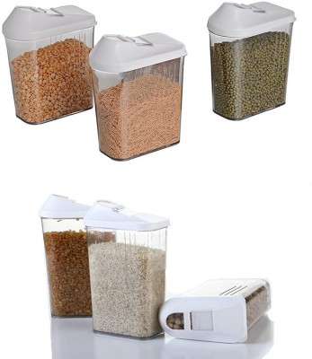CHUKEE Plastic Cereal Dispenser  - 1100 ml(Pack of 6, White)