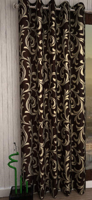 Radhey Radhey Decor 182 cm (6 ft) Window Polyester Semi Transparent Curtain Single Curtain(Brown, White, Motif)