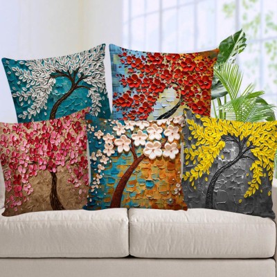 AEROHAVEN 3D Printed Cushions Cover(Pack of 5, 40 cm*40 cm, Multicolor)