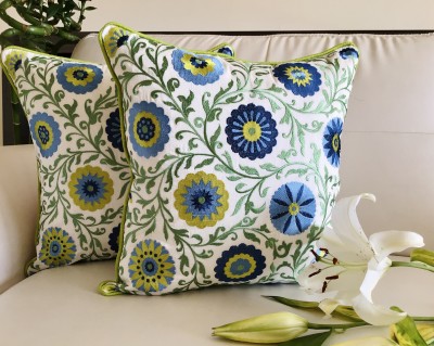 TARA Sparkling Homes Embroidered Cushions Cover(Pack of 2, 40 cm*40 cm, Multicolor)