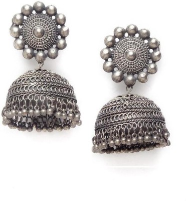 Happy Stoning Oversized Big Jhumka Earrings German Silver Earring Set