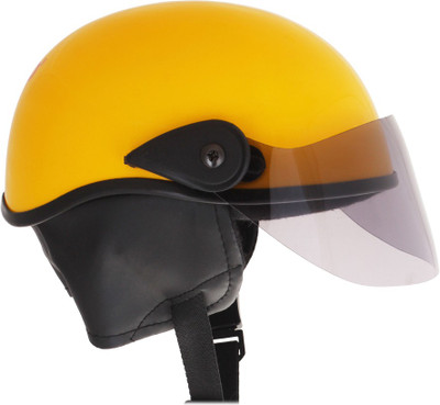 Western Era Stylish Half Face Helmet for Kids || Baby Safety and Comfort || (3-12 Yrs) Motorbike Helmet(Yellow Glossy)
