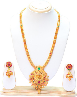 Ethnicking Brass, Copper Gold-plated Multicolor Jewellery Set(Pack of 1)
