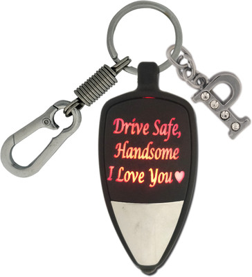 HANDSOME ISK Drive Safe Handsome I Love You Multicolor Light with Push Button along with Locking Lock and Latter P Key Chain
