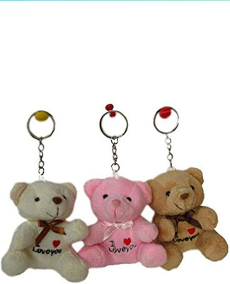 Lakhdatar Mall Multi Lovely Cute Teddy Keychain (Set of Three) Stuffed Soft Plush Toy Key Chain