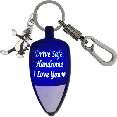 HANDSOME ISK Drive Safe Handsome I Love You Multicolor Light with Push Button along with Locking Lock and Cute Tom Cat Key Chain