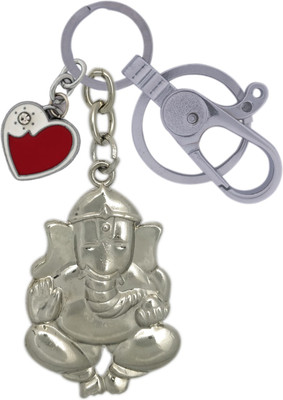 HANDSOME ISK Lord Ganesha Both Side same High Quality Metallic with locking lock and Little Heart Key Chain