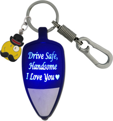 HANDSOME ISK Drive Safe Handsome I Love You Multicolor Light with Push Button along with Locking Lock and Smiley Mustache Key Chain