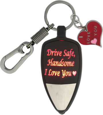 HANDSOME ISK Drive Safe Handsome I Love You Multicolor Light with Push Button along with Locking Lock and Multi Color I Love You Heart Key Chain