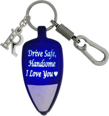 HANDSOME ISK Drive Safe Handsome I Love You Multicolor Light with Push Button along with Locking Lock and Latter R Key Chain