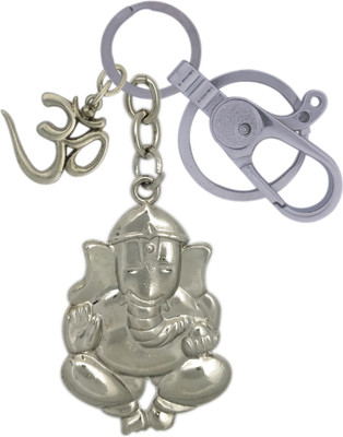 HANDSOME ISK Lord Ganesha Both Side same High Quality Metallic with locking lock and Om Key Chain