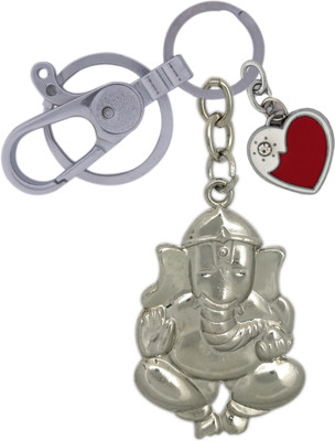 SHOKY LOOKS Bhagwan Ganesha Style Design Chorme Finishing same as both side with Quality locking hook along with multicolor Heart Love Key Chain