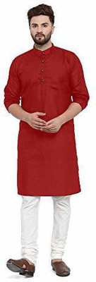 KSH Trendz Men Solid Straight Kurta(Maroon)