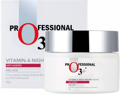 O3+ Anti-Ageing Vitamin-A Night Repair Face Cream Wrinkle Filler Deep Moisturizer for Acne Removal & Even Skin Tone(50 g)