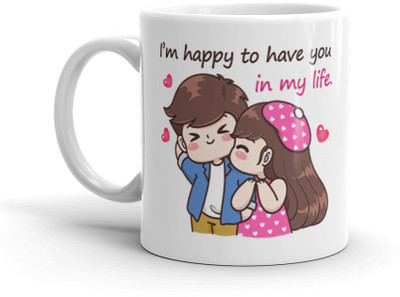 THE MEHRA CREATION Cute cartoon funny coffee mug I M happy to have you in my life 11oz (325ml) Ceramic Coffee Mug(325 ml)