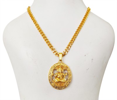 DCASE Lord Ganesha and Coin combination Design Most beautiful Pendant Hindu Religious Symbols Pendant Fashion Temple Jewellery With Gold Plated Curb Chain (20 Inch) Gold-plated Brass Pendant