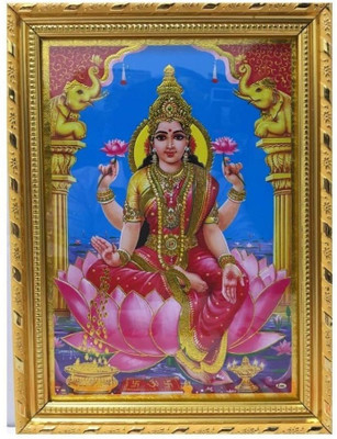 Dalvkot Goddess Lakshmi Ashta Lakshmi Gold Coated Synthetic Photo Framefor Wall Hanging Puja Mandir Religious Frame