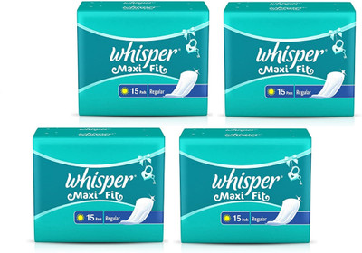 Whisper Maxi Fit Regular Wings (15+15+15+15 Pieces) Sanitary Pad(Pack of 60)
