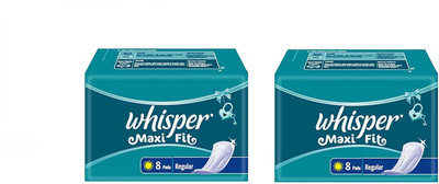 Whisper Maxi Fit Regular Wings (8+8 Pieces) Sanitary Pad(Pack of 16)