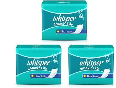 Whisper Maxi Fit Regular Wings (15+15+15 Pieces) Sanitary Pad(Pack of 45)