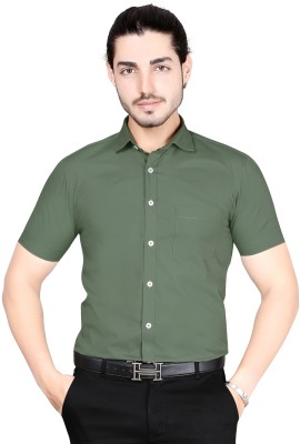 5TH ANFOLD Men Solid Formal Green Shirt