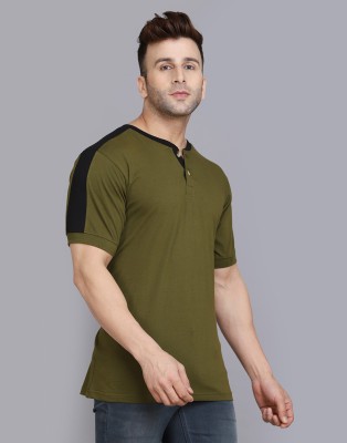 Fascista Colorblock Men Round Neck Dark Green T-Shirt