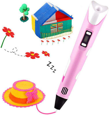 DS Robotics 3D-Printing Pen with LCD for 1.75mm PLA and ABS for 3D Drawing, Doodling, Arts, Crafts, Model Making with 3 Piece 1.75mm ABS Filament Refills (Pink) 3D Printer Pen