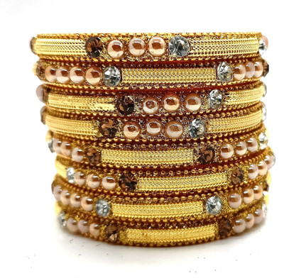 Soniaa Creation Alloy Zircon Gold-plated Kada(Pack of 8)