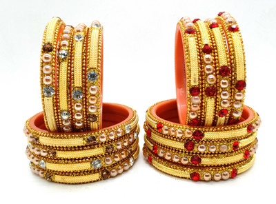 Soniaa Creation Metal, Glass Gold-plated Bangle Set(Pack of 16)