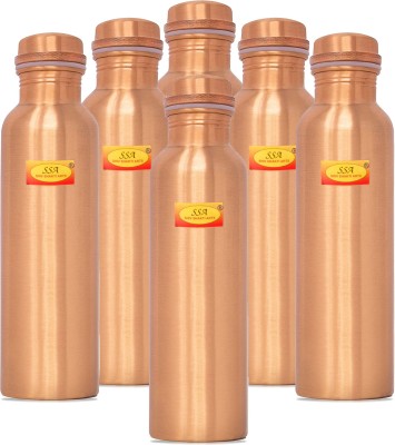 Shivshakti Arts Pure & Aayurvedic Copper Bottle (1 LTR Extra Large) Plane - With Health Benefits 1000 ml Bottle(Pack of 6, Copper, Copper)