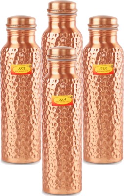 Shivshakti Arts Pure & Aayurvedic Copper Bottle (1 LTR Extra Large) Hammer - With Health Benefits 1000 ml Bottle(Pack of 4, Copper, Copper)