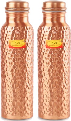 Shivshakti Arts Pure & Aayurvedic Copper Bottle (1 LTR Extra Large) Hammer - With Health Benefits 1000 ml Bottle(Pack of 2, Copper, Copper)