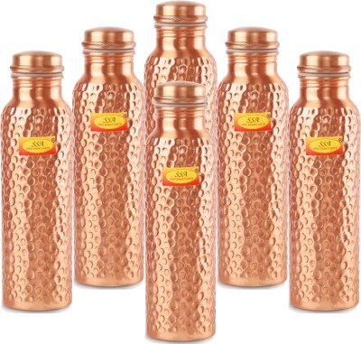 Shivshakti Arts Pure & Aayurvedic Copper Bottle (1 LTR Extra Large) Hammer - With Health Benefits 1000 ml Bottle(Pack of 6, Copper, Copper)