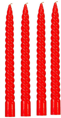 CHIKLIT ENTERPRISE Designer Red Spiral Pillar Candle 10 inch Long for Party,Daily use, Candle (Pack of 4 Pcs) Candle(Red, Pack of 4)