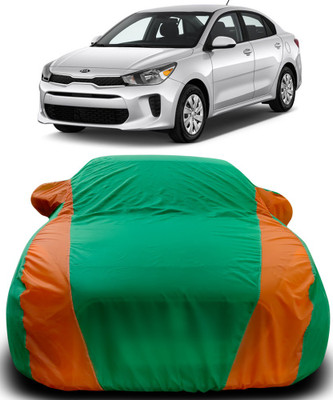 APNEK Car Cover For Kia Rio (With Mirror Pockets)(Green, Orange)