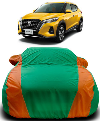 APNEK Car Cover For Nissan Kicks (With Mirror Pockets)(Green, Orange)
