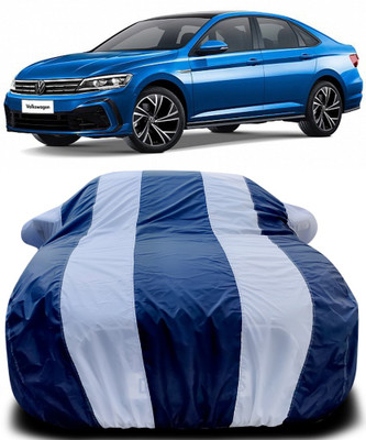 Gavya Car Cover For Volkswagen Jetta Facelift (With Mirror Pockets)(Blue, White)