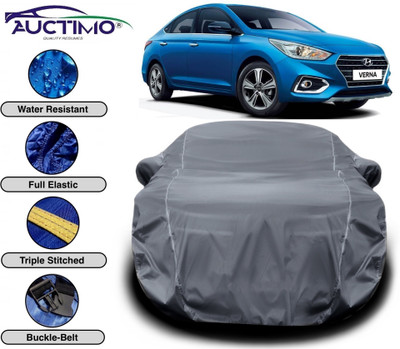AUCTIMO Car Cover For Hyundai Verna 1.5 ABS (With Mirror Pockets)(Grey)