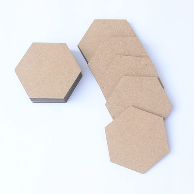 DI-KRAFT Hexagon Reversible Wood Coaster(Pack of 12)