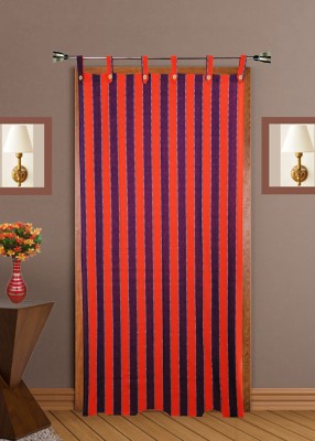 HOMEFLY 190 cm (6 ft) Cotton Room Darkening Door Curtain Single Curtain(Striped, orange, purple)