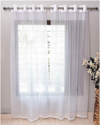 Saanvi Creations 213 cm (7 ft) Door Net Semi Transparent Curtain (Pack Of 2)(White, Self Design)