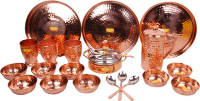 Shivshakti Arts Pack of 21 Copper Dinner Set(Brown)