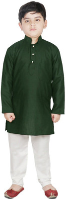 TRUST OUS Boys Festive & Party Kurta and Pyjama Set(Green Pack of 1)