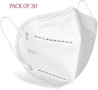 ISHANGEL 5 Layer Reusable Anti - Pollution , Anti - Virus Breathable Face Mask N95 Washable ( White ) for Men , Women and Kids N95-KN95-2455 Washable(White, Free Size, Pack of 30)