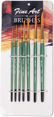 Fine Art Painting Round Shape Brushes Tr-7 Code (S-412)(Size: 0,2,4,6,8,10,12)(Set of 1, Green)