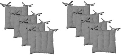 Comfowell Cotton Solid Chair Pad Pack of 8(Grey)