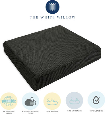 The White Willow 16in x 16in x 3in Orthopedic Medium Firm High Resilience Memory Foam Solid Chair Pad Pack of 1(Black)